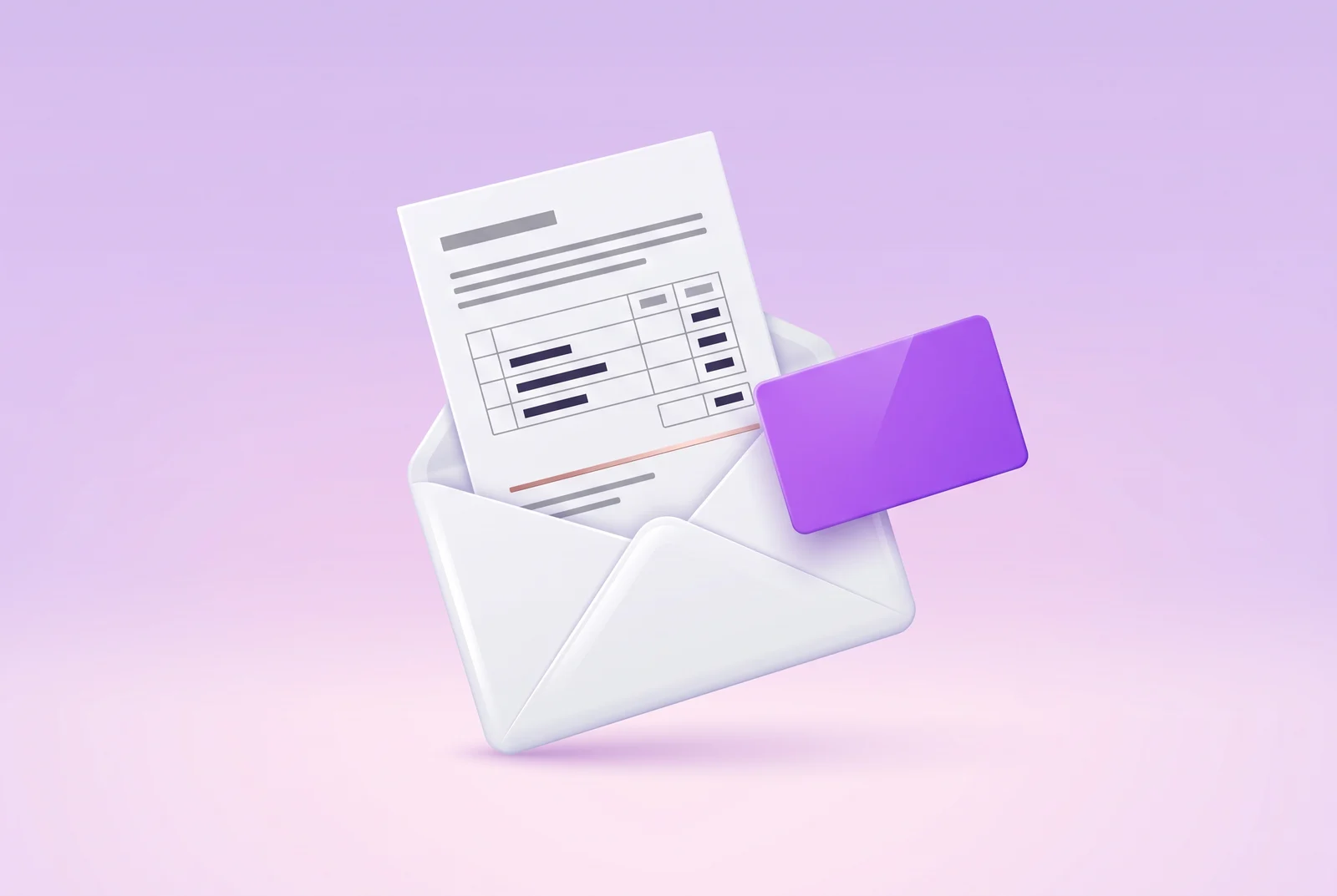 An open envelope with an F24 form already filled in and a payment card