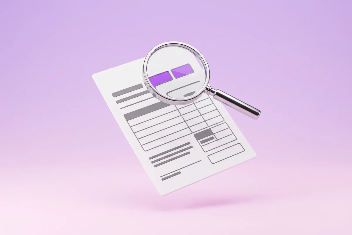 A magnifying glass over the code fields of an F24 form already filled in