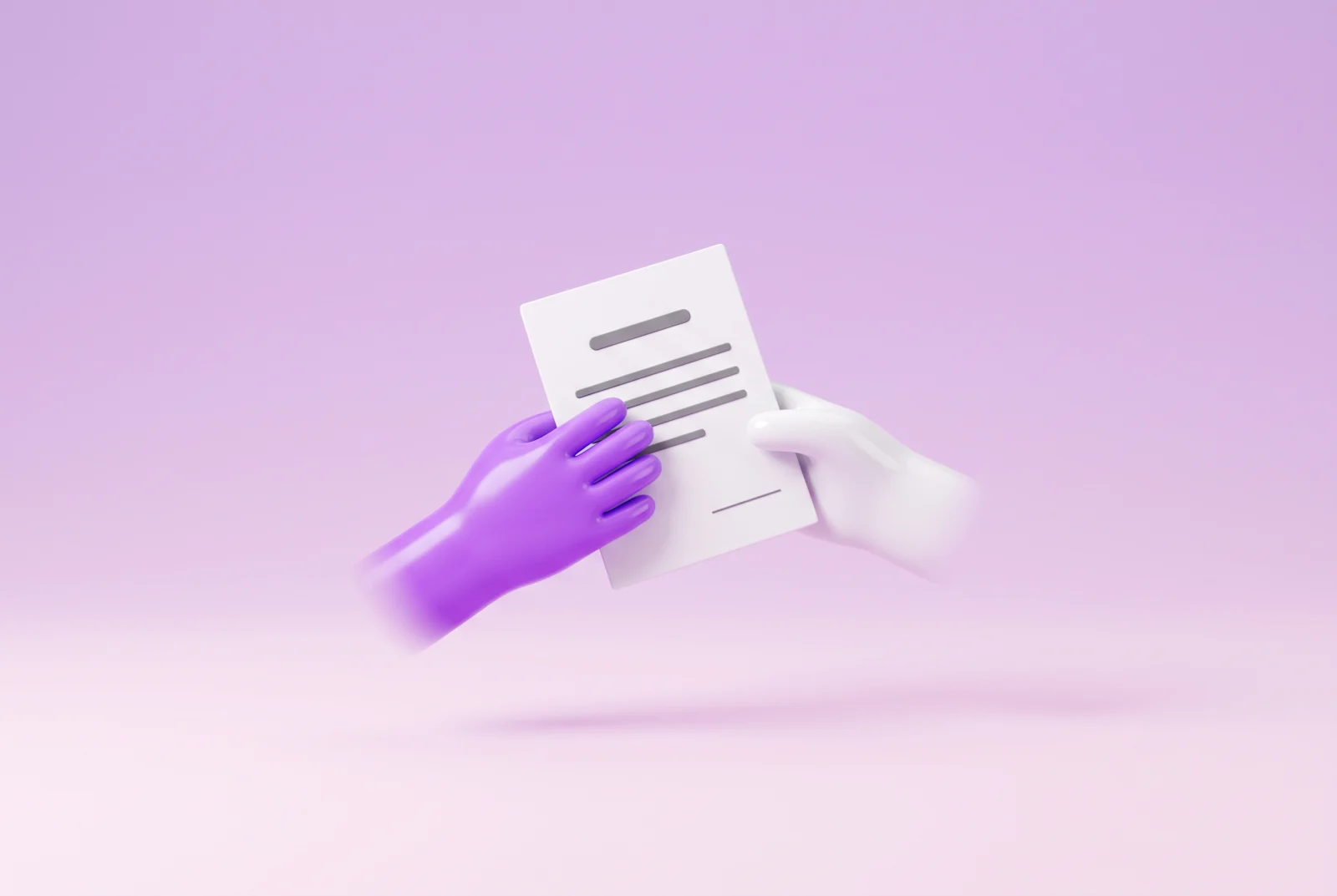 Eine violette und eine weiße Hand halten gemeinsam einen Vertrag als Bild für eine Gesellschaft bürgerlichen Rechts