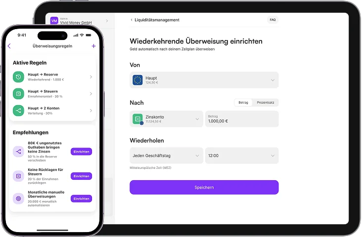 Automatisiere Geldbewegungen mit Transferregeln